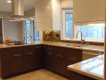 Modern style kitchen with brown cabinets
