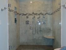 Shower with two hanging shower heads